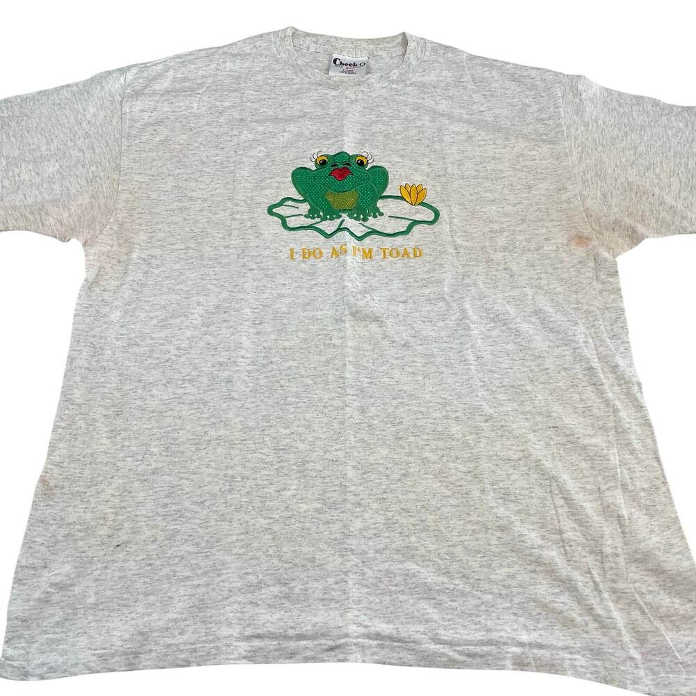 Vintage Cheek-O Frog I Do As I'm Toad Heather Gray T-Shirt, Size XL, Made in USA